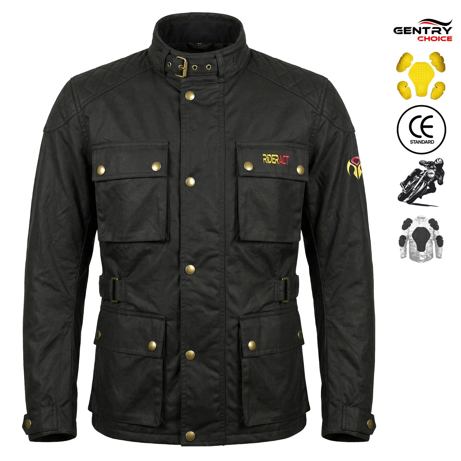 RIDERACT® Waxed Cotton Motorcycle Jacket Zacota Touring Waterproof Biker Jacket
Opens in a new windo