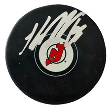 Jesper Bratt Signed Autographed New Jersey Devils Logo Puck