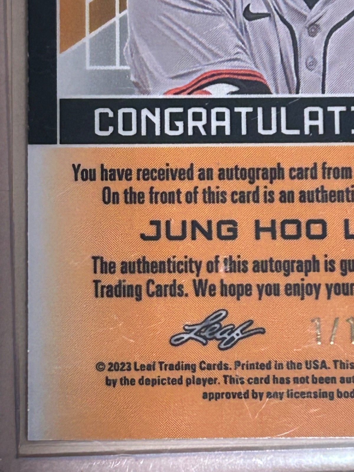 #1/1 JUNG HOO LEE AUTO LEAF VALIANT EFFORT GOLD PRISM AUTOGRAPH GIANTS SSP 1/1 ! view 14