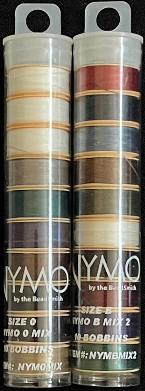 2x Beading THREAD: BEAD SMITH Nymo Size 0 & B 10 bobbin plastic vials-WA120