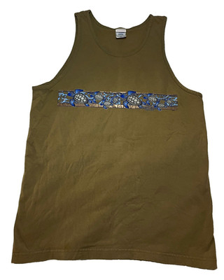 Alstyle Apparel & Activewear Men's Brown Hawaii Sea Turtle Graphic Tank Top L