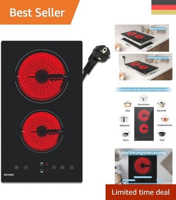 Elegant Domino Glaskeramikkochfeld 2 Platten 29,5cm   3000W mit Kindersicherung