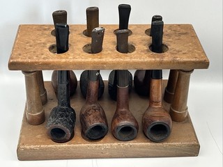 MTB Vintage Estate Smoking Tobacco Pipe Lot of 8 With Pipe Rack