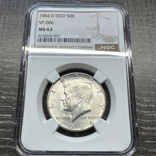 1964 D DDO VP-006 NGC MS63 Doubled Die Obverse Variety Kennedy Half Dollar