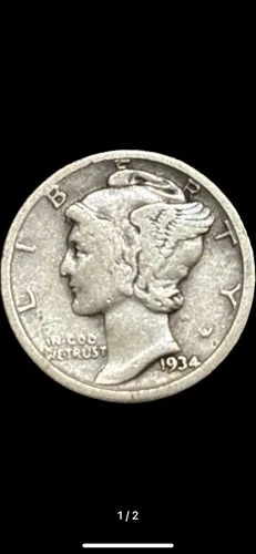 Mercury Dime 1934-D VF. Collector’s Choice Silver