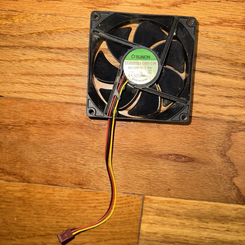 Sunon EE92251S3-D000-C99 92mm 12V DC Cooling Fan 3-Pin Connector –Tested Working - Image 2 of 3