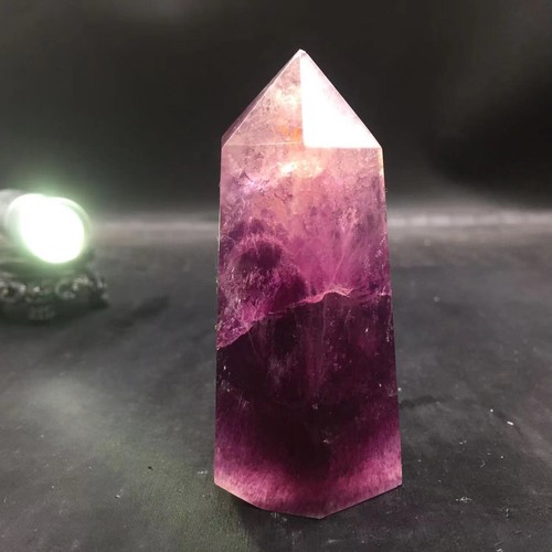 Natural Purple Fluorite Point Quartz Crystal Tower Wand Healing Decorate 3.3'' - Picture 7 of 22