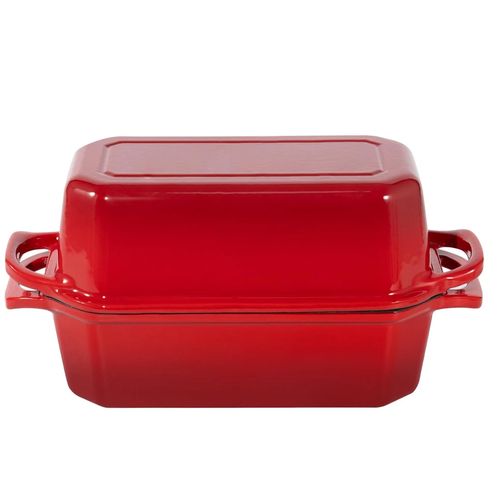 Bread Pan Cast Iron Loaf Pan with Lid Bread Loaf Pan 9x5 Inch Loaf Pan Enamel... - Image 2 of 4