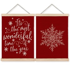 Red Winter Christmas Snowflake Wall Art Poster Hanger Frame, It's The Most Wo...