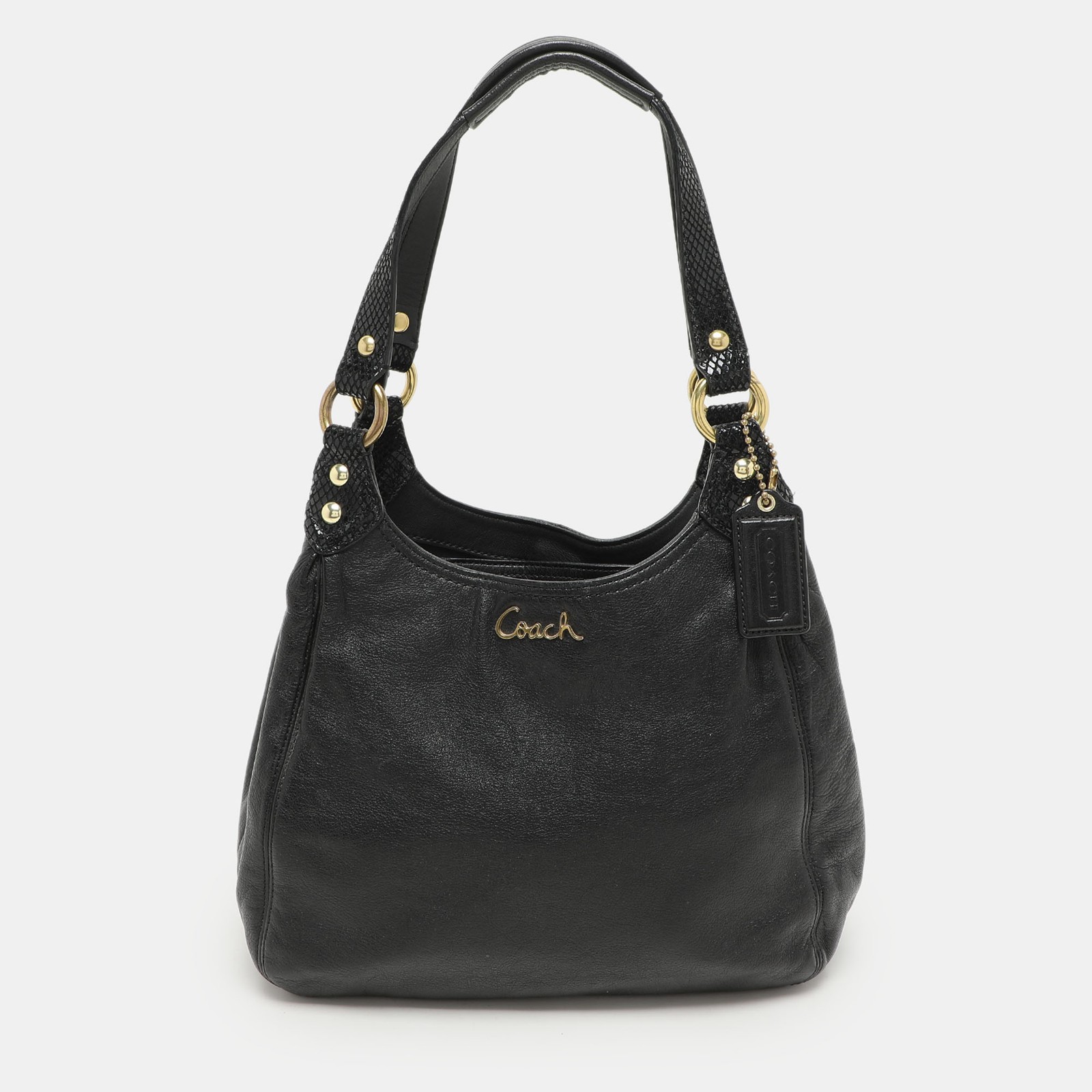 Coach Black Leather Ashley Hobo Shoulder Bag