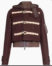 Sacai Wool Blend Hooded Jacket NWT Sz 4 XLarge Brown 1890