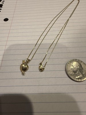 Supreme 14K Gold Heart Arrow Pendant and Chain Set SS17 24-inch Chain