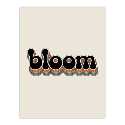 Blüte bunter Retro Regenbogen Schrift Typografie Wandkunstdruck