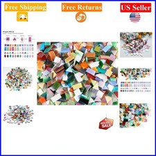 Iridescent Glass Mosaic Tiles Bulk - 700 Pieces, 4 Shapes, Modern Style