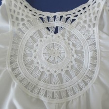 Boho Romantic White Crochet Medallion Back Short Dress Tunic Eyelet Hem Large