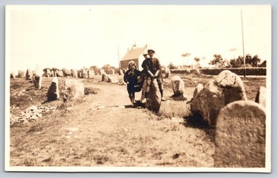Postcard RPPC France Brittany Carnac Neolithic Standing Stones 63M