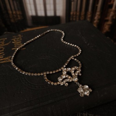Vintage 1940 1930s Rhinestone Antique Old Hollywood Rhinestone Necklace ArtDeco