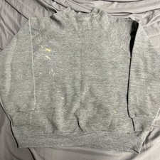 Vintage 70s 80s Activewear Painted Gray Blank Crewneck Sweatshirt Sz L Made USA