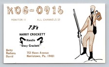 CB QSL/QSO KOG-0916 Norristown PA USA Vintage Davy Crockett Monitor II