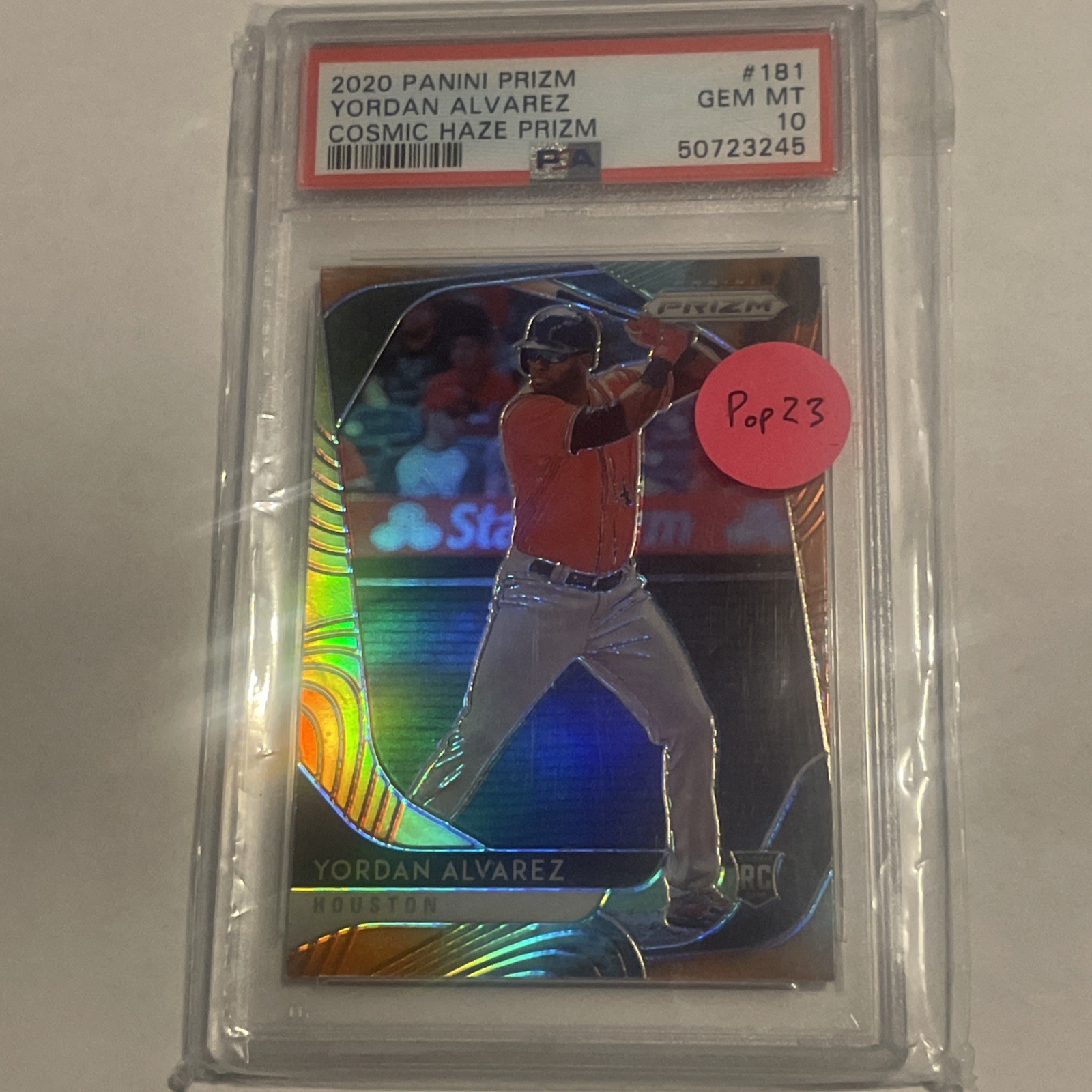 Yordan Alvarez Rookie Card 2020 Panini Prizm Cosmic Haze Prizm #181 PSA 10