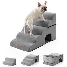 Extra Wide Dog Stairs with Tunnel, Detachable Large Pet Step for Small Medium...
