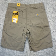 Carhartt Rugged Flex Relaxed Fit Canvas Work Shorts Tan Mens 34 NWT 10