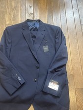 NWT Pronto Uomo 46S Suit 44W Wool Blend Navy Pinstripe Two Button