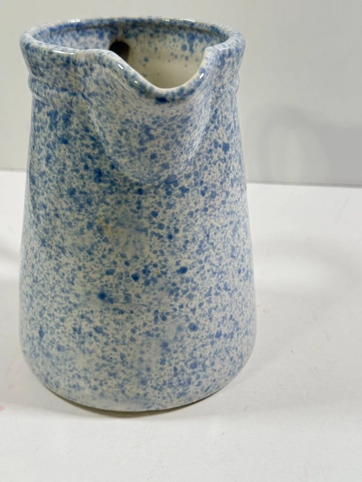 Jarrón jarra de cerámica vintage azul esponja decoración de jardín primitiva LEER Foto 4 de 4
