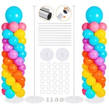 Balloon Stand Kit Set of 2, 7FT Metal Balloon Pillars Stand with Base, Reusab...