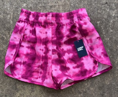 Lands End Girls Athletic Shorts Size S (6-7) Red / Pink Tie Dyed Look NWT