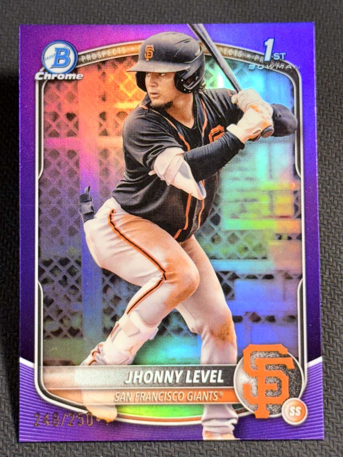 2025 Bowman Chrome 1st PURPLE REFRACTOR PROSPECT ROOKIE Jhonny Level 248/250