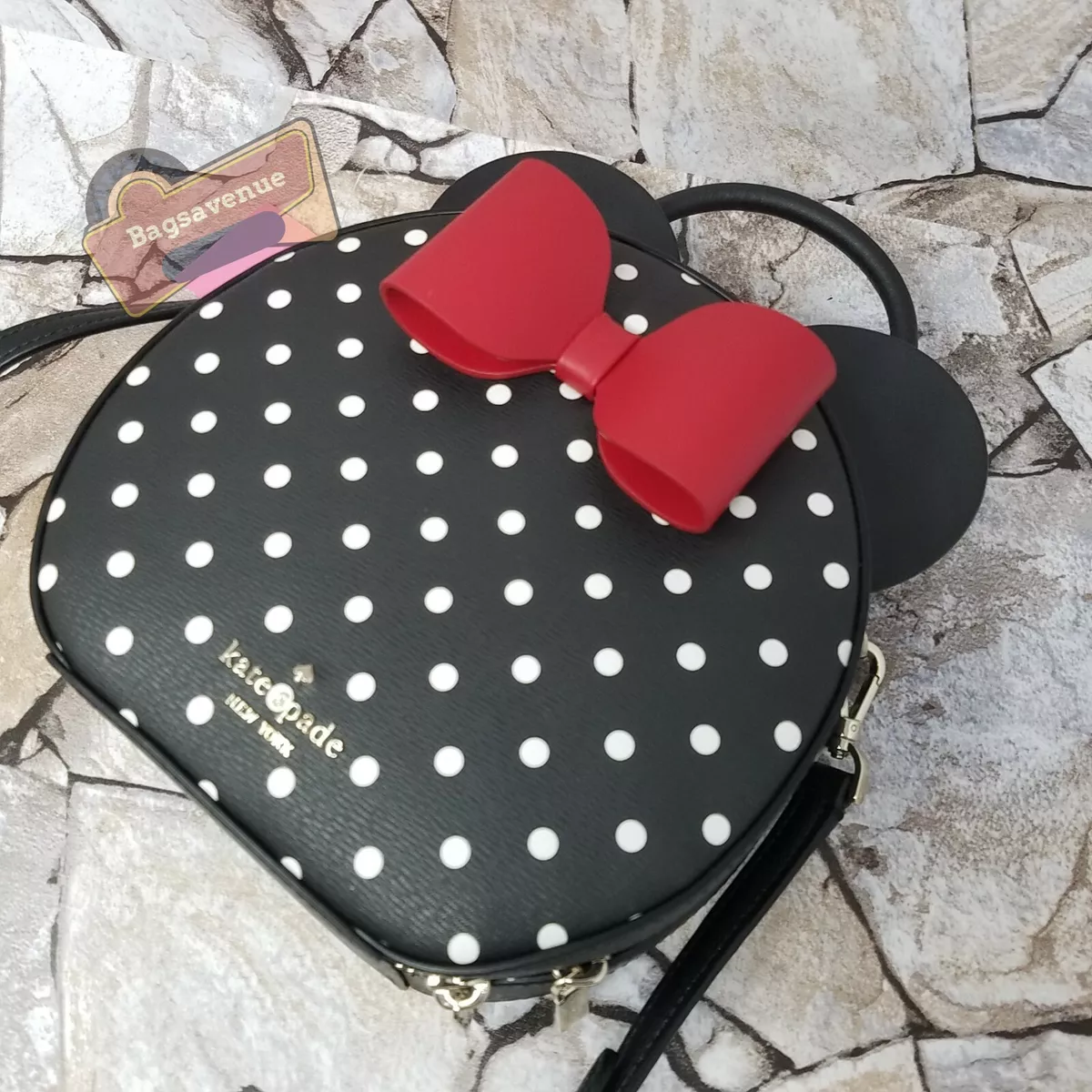 KATE SPADE DISNEY X MINNIE MOUSE ROUND CANTEEN PURSE BLACK & WHITE