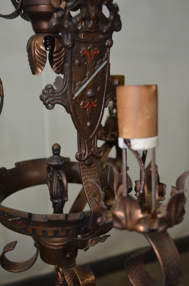 Lámpara de araña colgante de hierro forjado gótico medieval para reparación "5" Foto 4 de 4