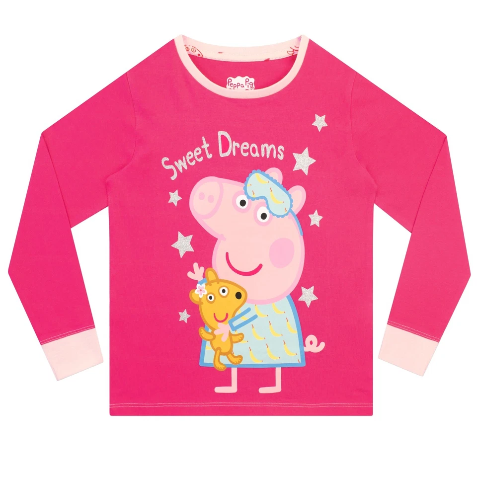 Peppa Pig Pyjamas 18 24 Months 2 3 4 5 6 7 Years PJs Long Sleeve Moons Stars - image 2 of 4