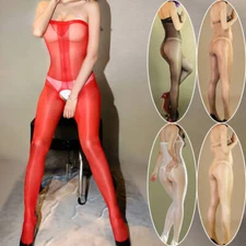 5-Pack Womens Shiny Stretch Pantyhose Tights Crotchless Bodysuit Body Stockings