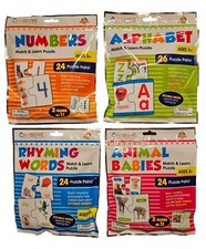 NEW Lot Of 4 Creative Teaching Materials Match & Learn Puzzles, Alphabet Numbers