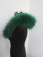 SALE! 100% Real raccoon fur hood collar/neck wrap/women jacket cap green collar