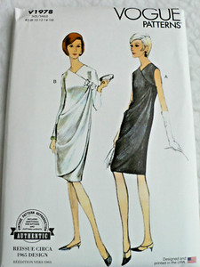 Vintage 1960's Reissue Drape Wrap Dress Vogue Patterns V1978 ~Plus Sz 8-16/18-26