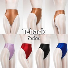 Womens Mens Shiny Satin Glossy Wet Look Panties Thong G-string Hipster Underwear