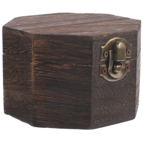 Holz Ring Box Vintage Ringschatulle Schmuckkästchen mit Schloss - Bild 1 von 20