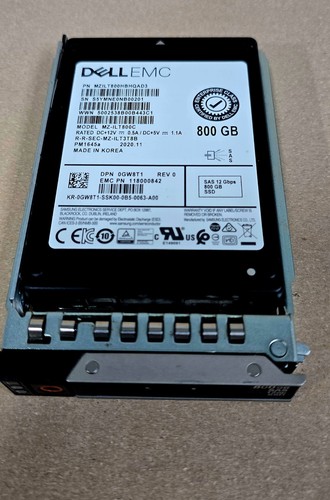 Disque SSD SAS 2,5" 800 Go 12 Go 10K tr/min Dell EMC MZ-ILT800C 0GW8T1/MZILT800HBHQAD3 - Photo 2/9