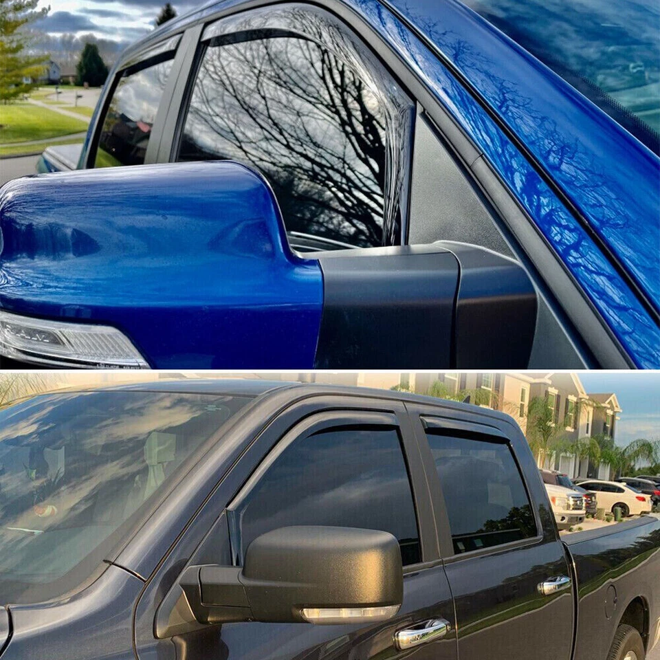Para Dodge Ram 1500 2500 3500 2009-2018 doble cabina ventana ventilación viseras protectores de lluvia- Foto 3 de 4