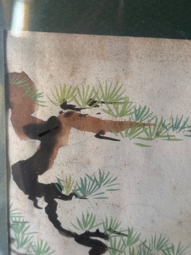 original signiertes japanisches Gemälde auf Seide 22x19" Adler Anfang 1900 gerahmt - Bild 4 von 5