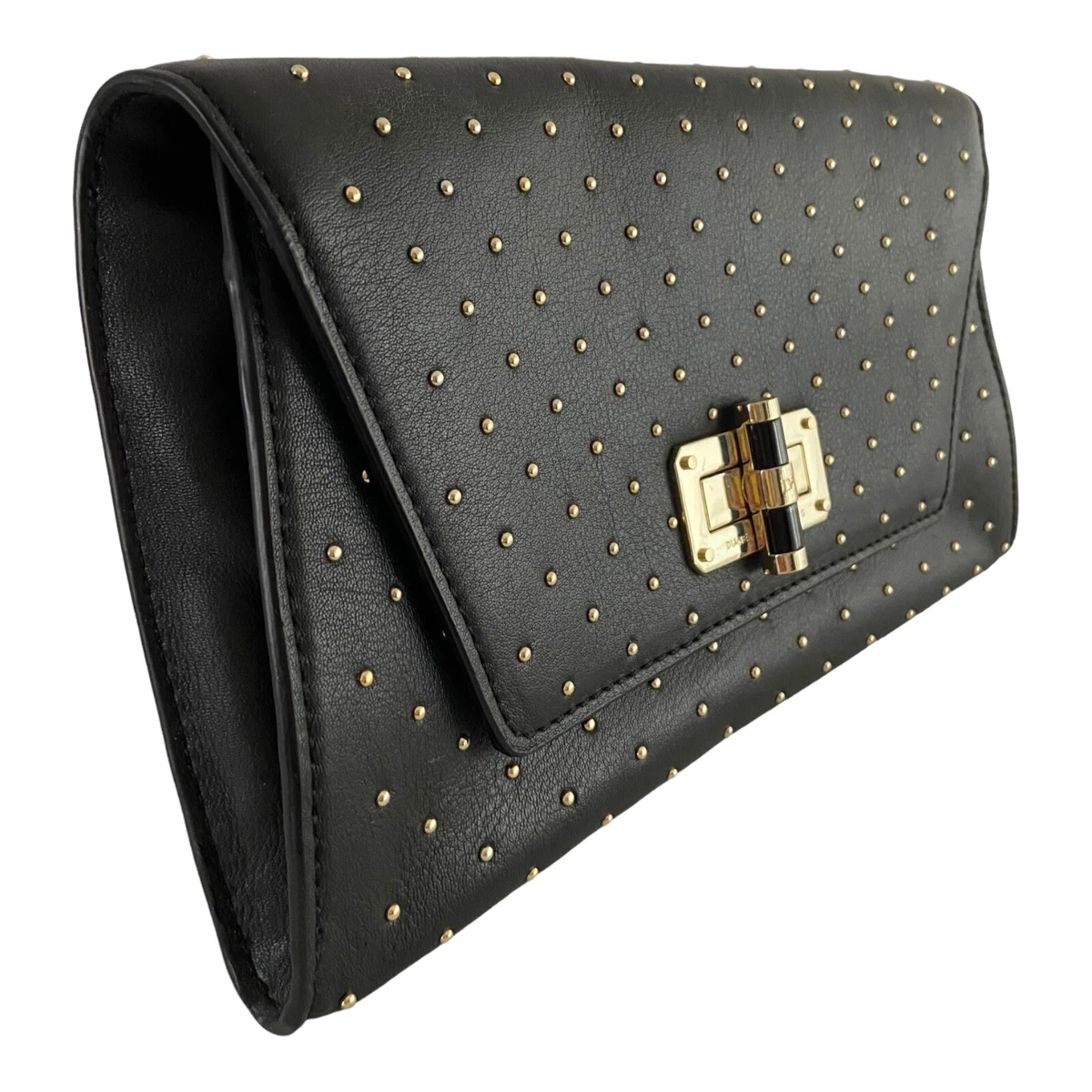 Diane Von Furstenberg Evening Purse Clutch Handbag Gold Studded