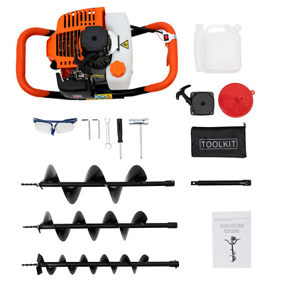 2-Stroke 52CC Earth Auger Gas Powered One Man Post Hole Digger Machine&Bit Lock