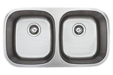 CMU3318-88 Stainless Steel Kitchen Sink, 33" 50/50 8" Deep, Brushed Matte Finish