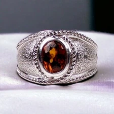 Garnet Gemstone With 925 Sterling Silver Ring For Men's #AL755