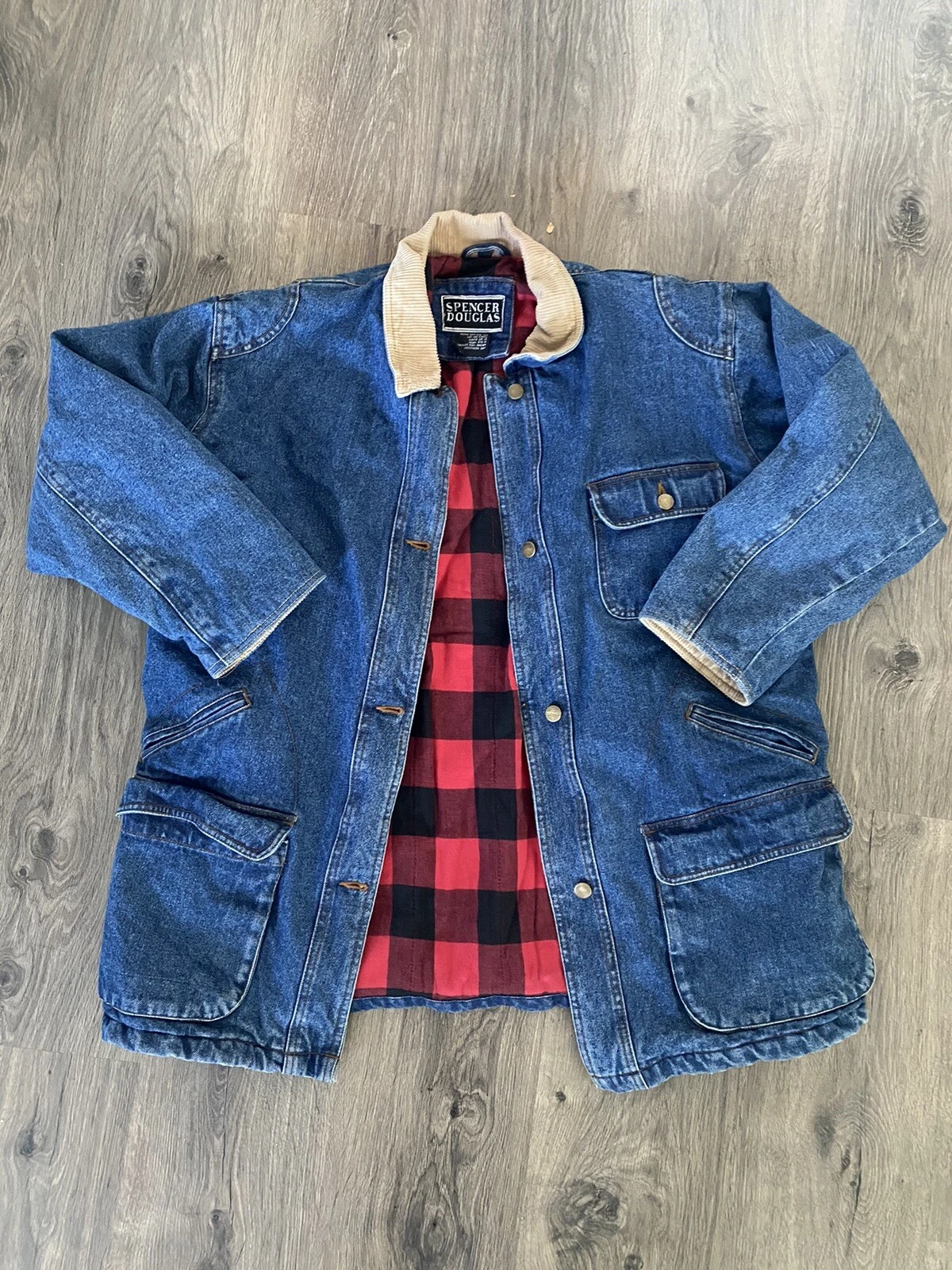 Vintage Spencer Douglas Corduroy Plaid Denim Jacket