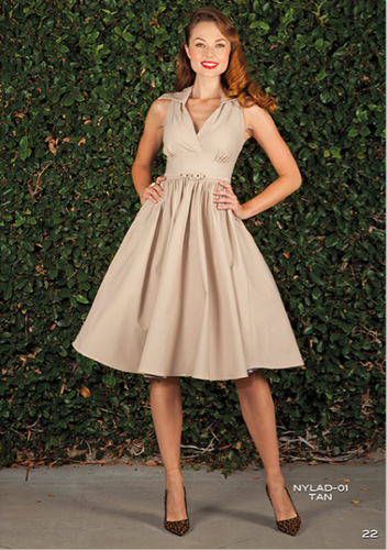 Stop Staring! Nyla Swing Dress NYLAD-01 Pinup 50's Formal Vintage Classy  Beige | eBay