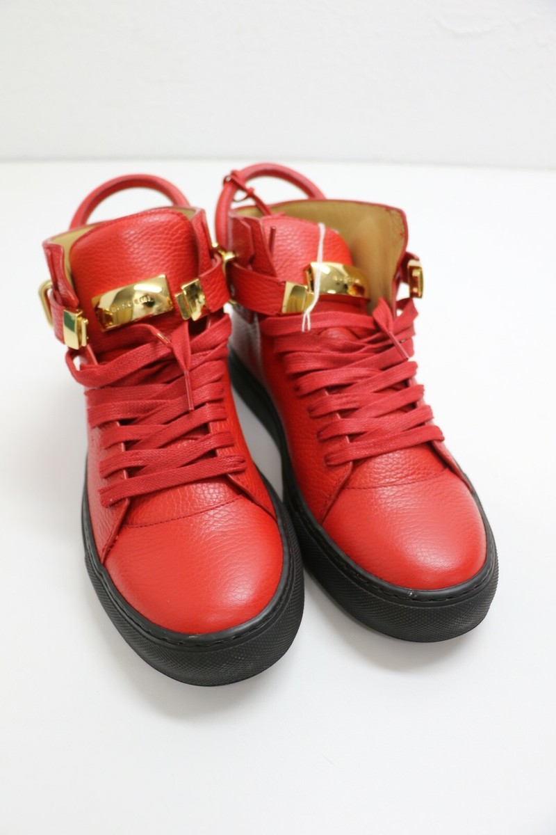 Buscemi 100mm Push High Top Leather Sneakers Red/Black Size US, 42 EUR